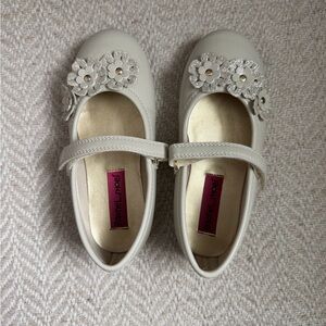 Rachel Shoes Ivory Flower Strap Mary Jane Flats